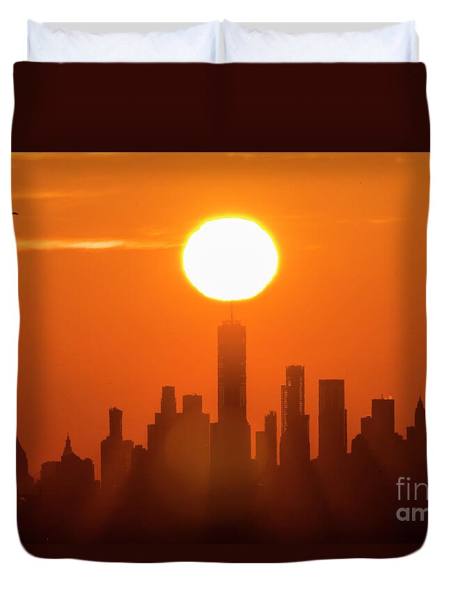 New York City Duvet Cover featuring the photograph New York City Sunrise #3 by Zawhaus Photography