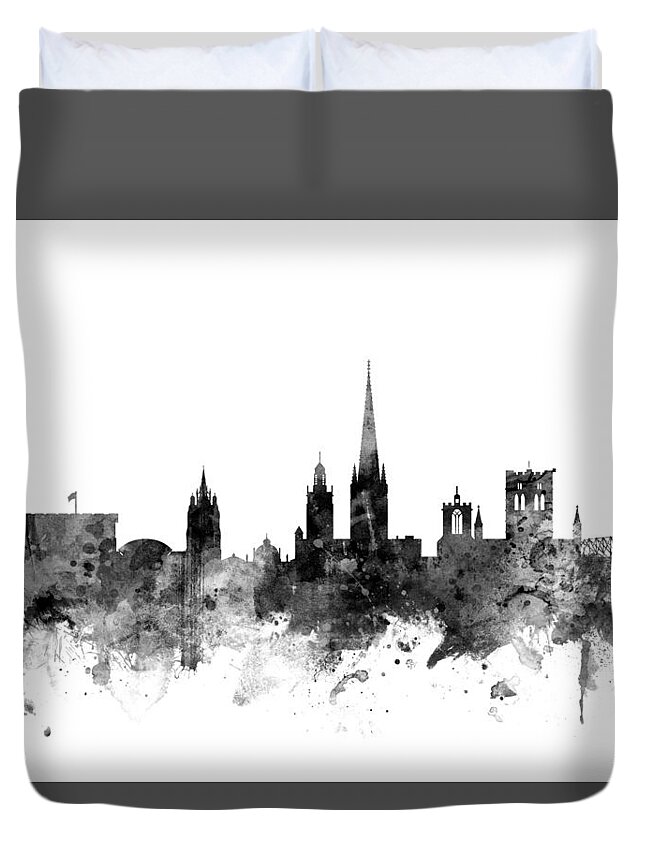 City Duvet Cover featuring the digital art Norwich England Skyline by Michael Tompsett