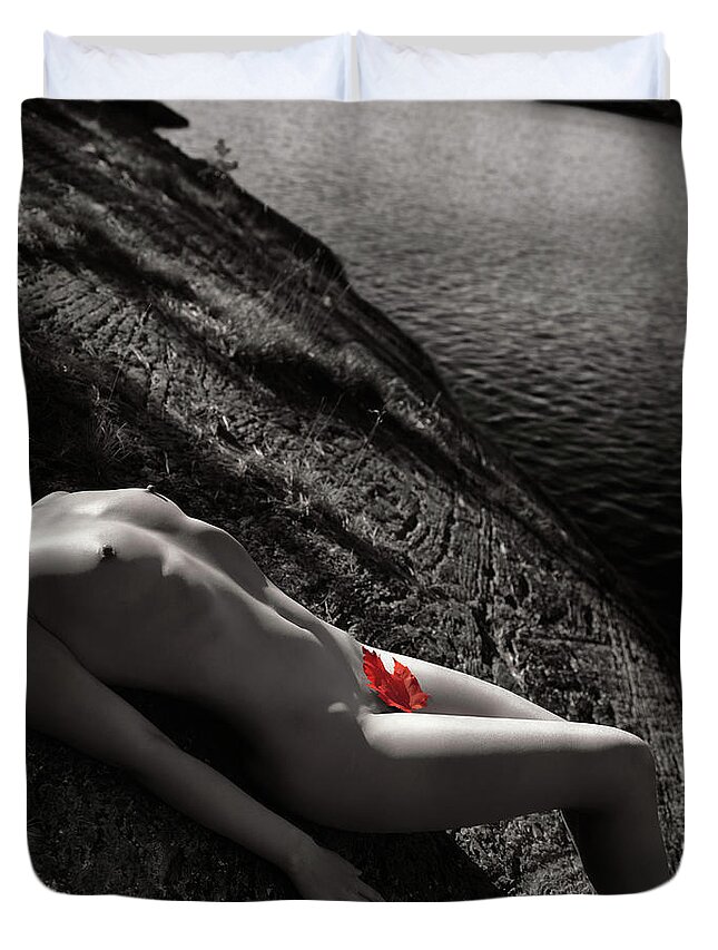 Nude Woman Lying on Rocks by the Water Duvet Cover by Maxim Images  Exquisite Prints - Pixels