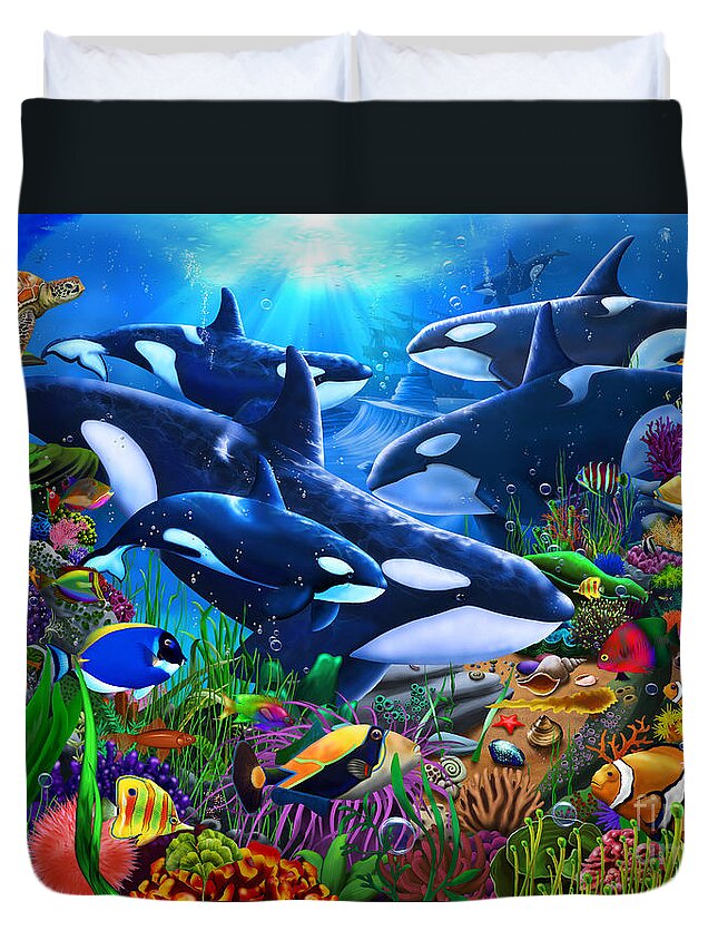 Orcas Ocean Domain Duvet Cover For Sale By Mgl Meiklejohn Graphics