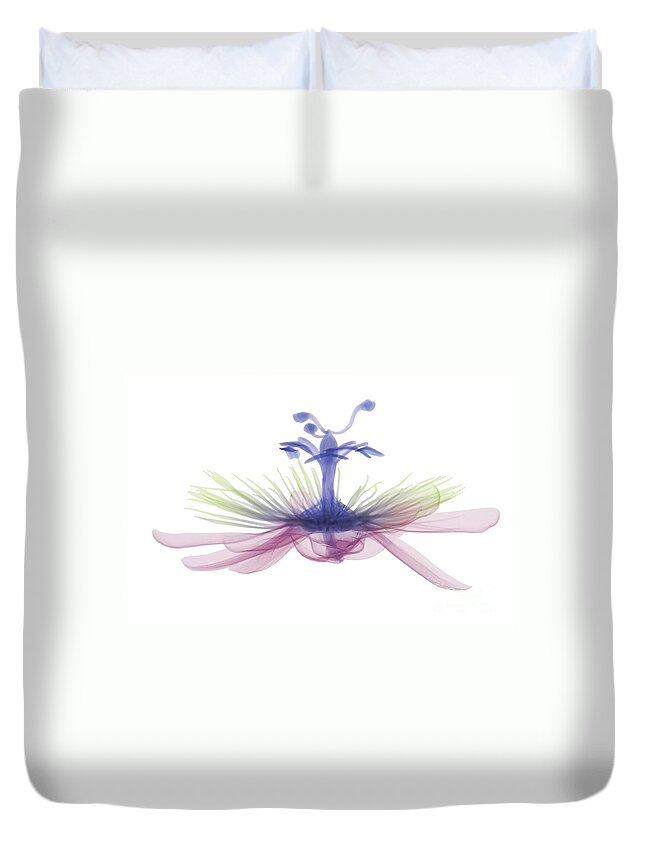 X-ray Duvet Cover featuring the photograph Passion Flower, X-ray #3 by Ted Kinsman