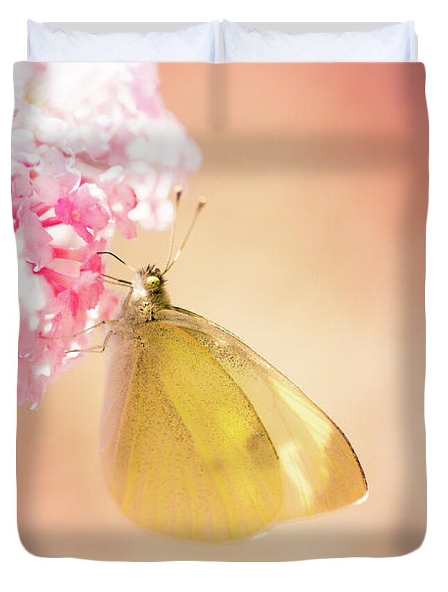 Europe Duvet Cover featuring the photograph Pieris brassicae, the large white, also called cabbage butterfly #3 by Amanda Mohler