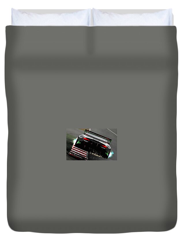 Racing Duvet Cover featuring the digital art Racing #3 by Super Lovely