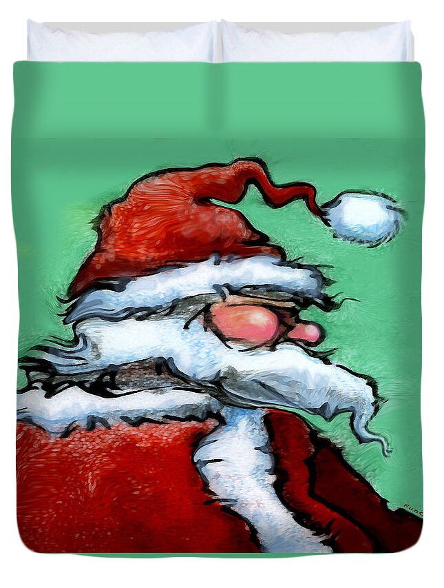 Santa Duvet Cover featuring the painting Santa Claus #5 by Kevin Middleton