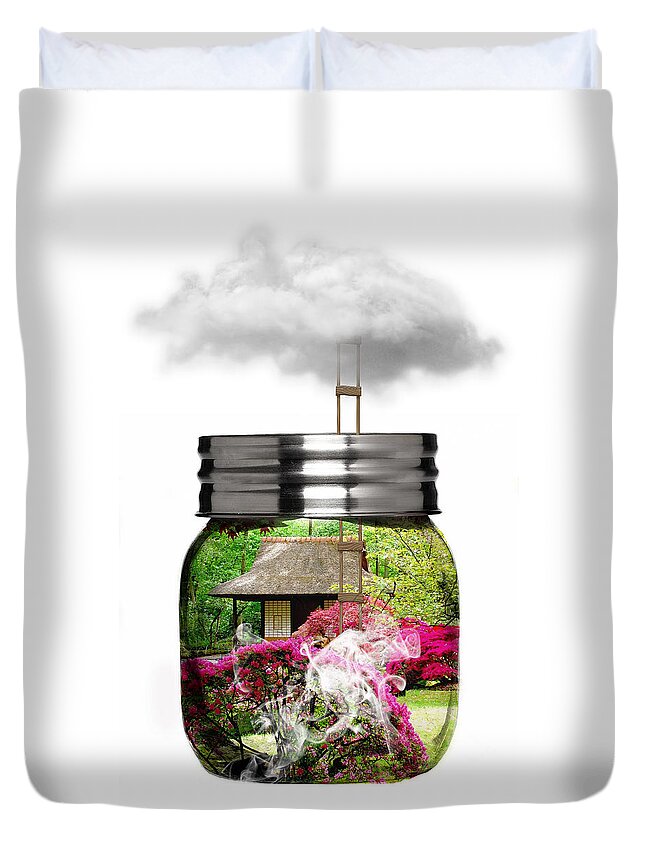 Flower Duvet Cover featuring the mixed media Somewhere #4 by Marvin Blaine