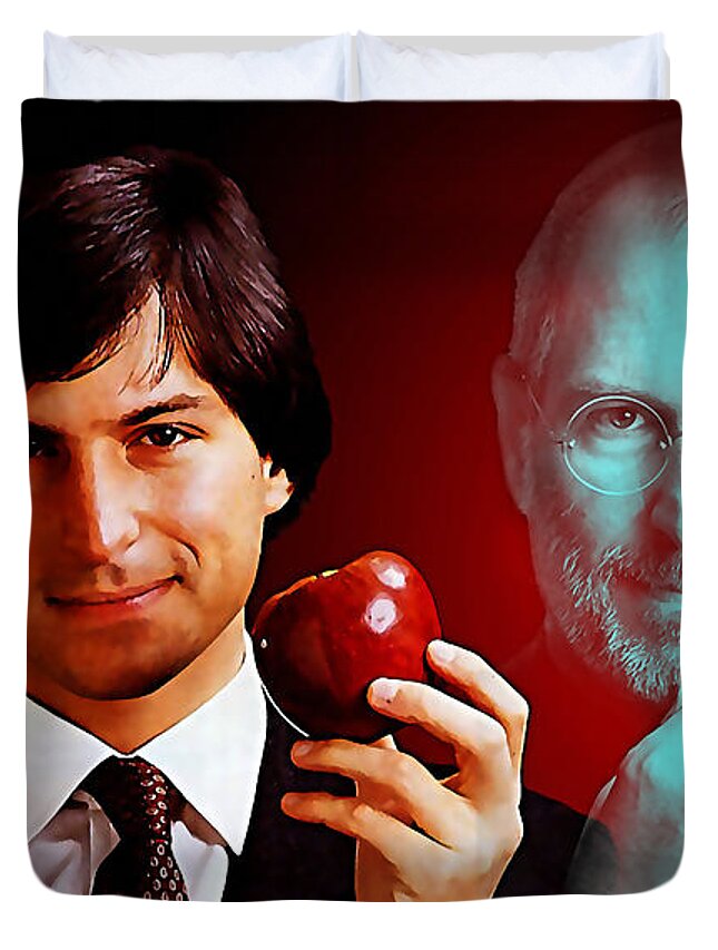 Apple Photographs Duvet Cover featuring the mixed media Steve Jobs #3 by Marvin Blaine