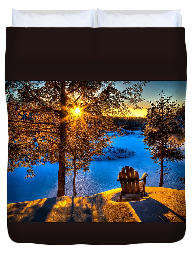 Sun Setting On The Moose River Duvet Cover featuring the photograph Sun Setting on the Moose River #4 by David Patterson