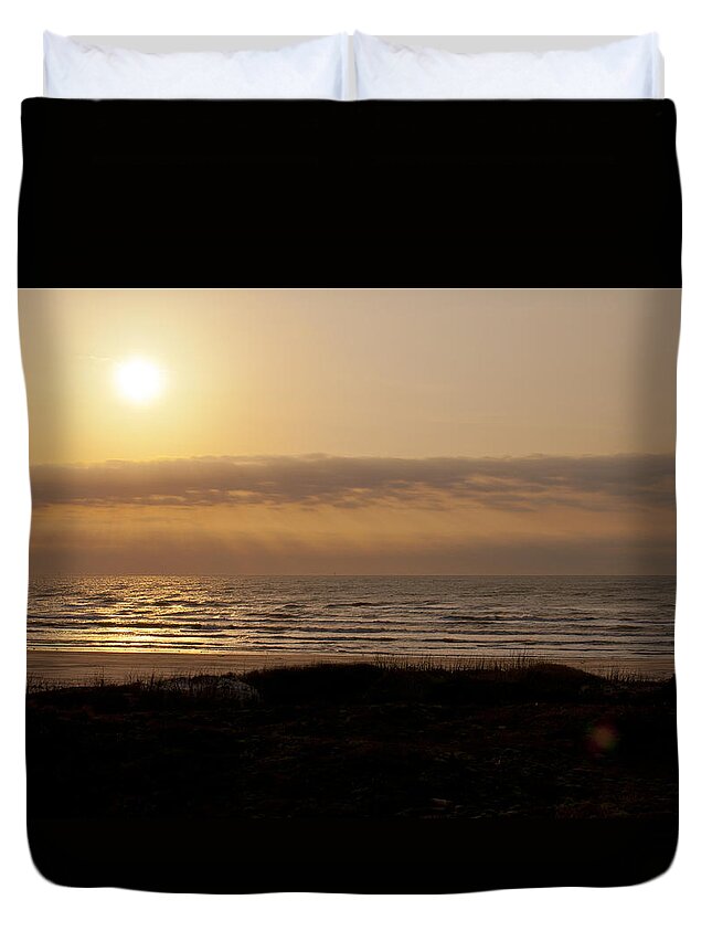 Sunrise Duvet Cover featuring the photograph Sunrise at Beach #3 by Brian Kinney