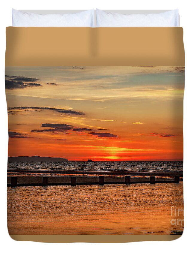 Sunset Duvet Cover featuring the photograph Sunset Seascape #3 by Adrian Evans