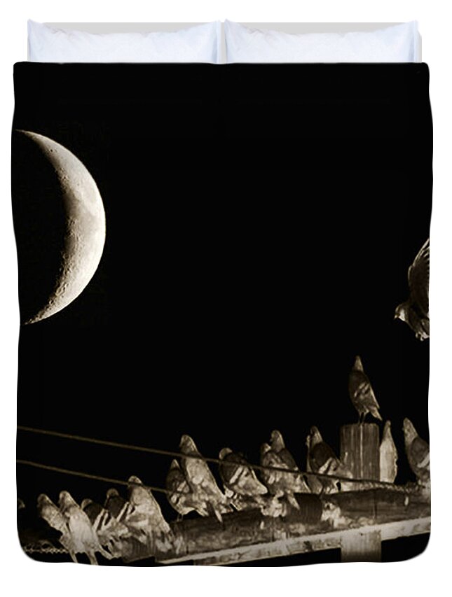 Moon Duvet Cover featuring the photograph The Gathering #3 by Terry Fiala