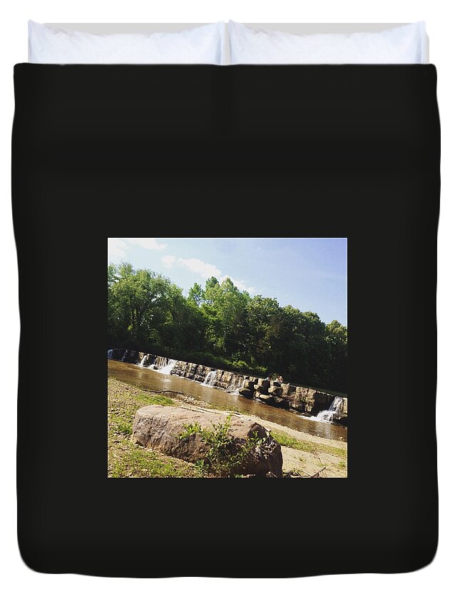 Landscape Duvet Cover featuring the photograph Natural Dam by Kira Rae Todd