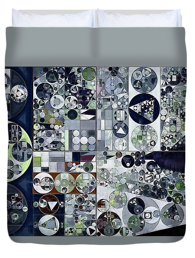 Line Duvet Cover featuring the digital art Abstract painting - Dark jungle green #34 by Vitaliy Gladkiy