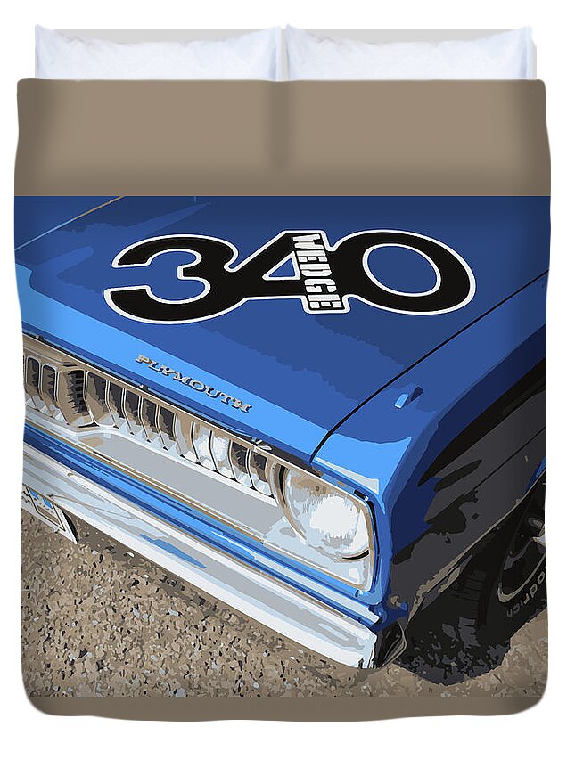 Plymouth Duvet Cover featuring the drawing 340 Wedge by Darrell Foster