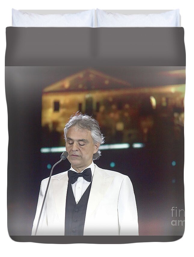 Andrea Bocelli Duvet Cover featuring the photograph Andrea Bocelli in Concert #9 by Rene Triay FineArt Photos