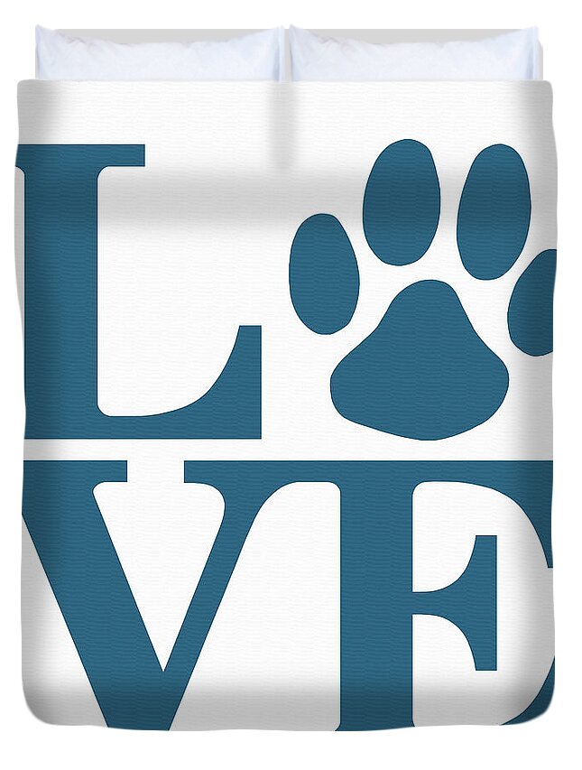 Canine Duvet Cover featuring the digital art Dog Paw Love Sign #37 by Gregory Murray