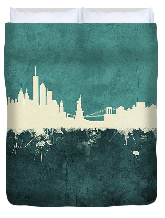 New York Duvet Cover featuring the digital art New York Skyline by Michael Tompsett
