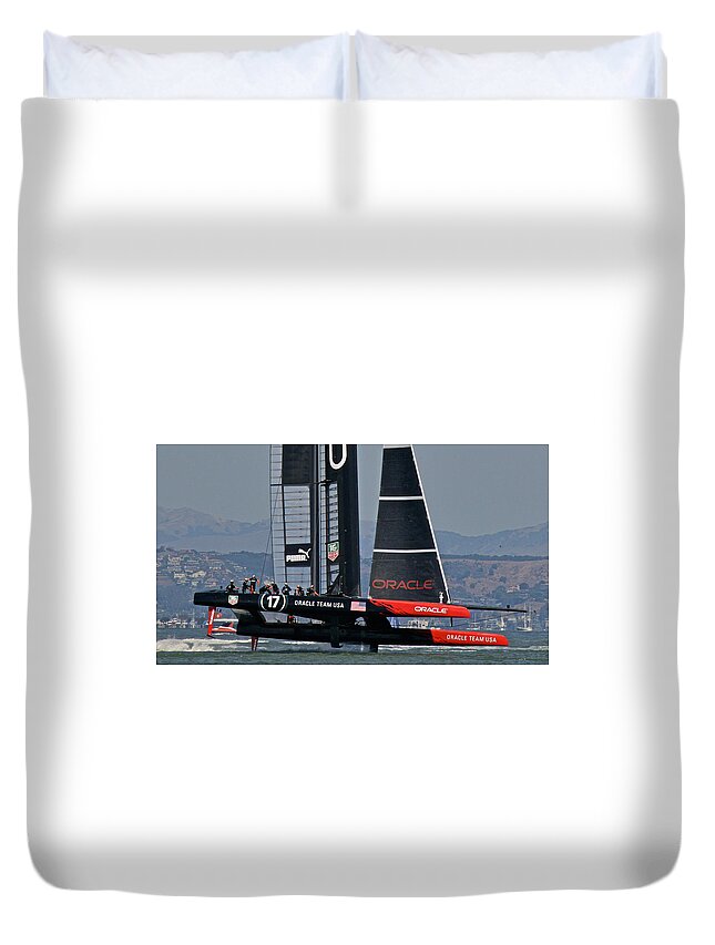 America Duvet Cover featuring the photograph America's Cup Oracle #38 by Steven Lapkin