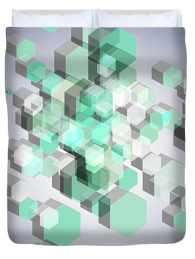 3d Duvet Cover featuring the digital art 3D Hexagon Background by Amir Faysal
