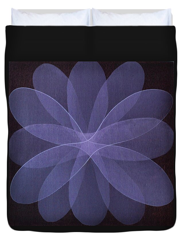 Abstract Duvet Cover featuring the painting Abstract flower by Jitka Anlaufova