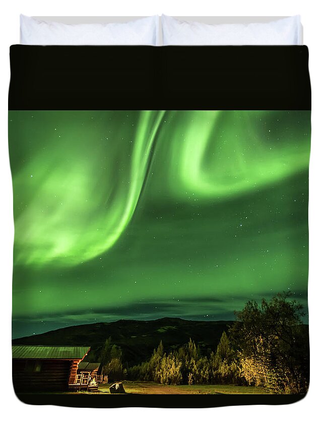 Alaska Duvet Cover featuring the photograph Aurora Borealis, Northern Lights in Denali National Park #4 by Brenda Jacobs