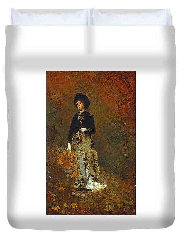 Winslow Homer Duvet Cover featuring the painting Autumn #9 by Winslow Homer