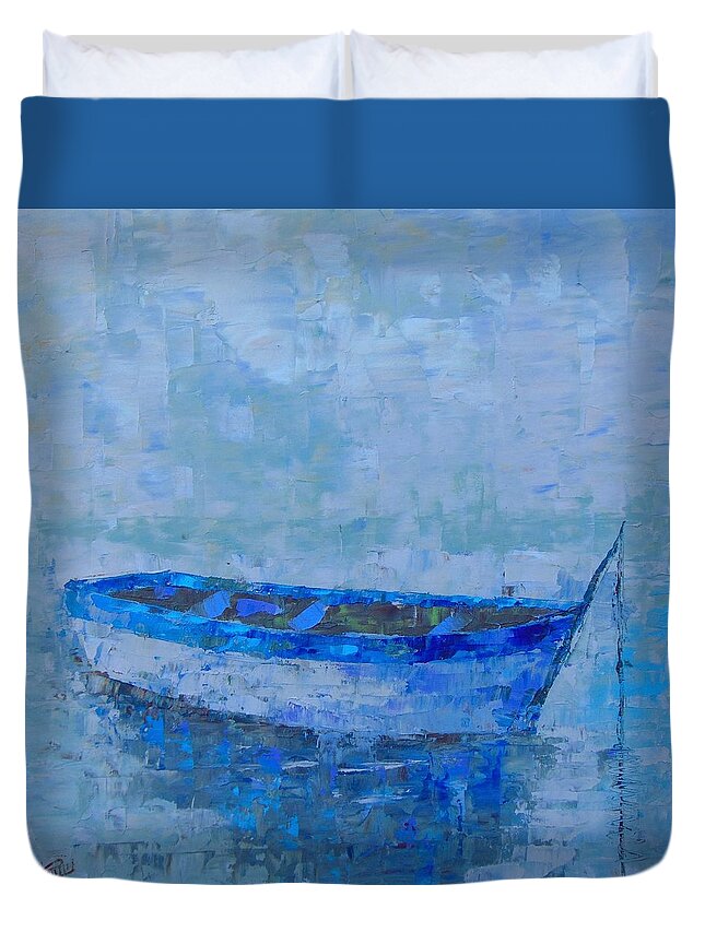 Boat Duvet Cover featuring the painting Boat of Provence #10 by Frederic Payet