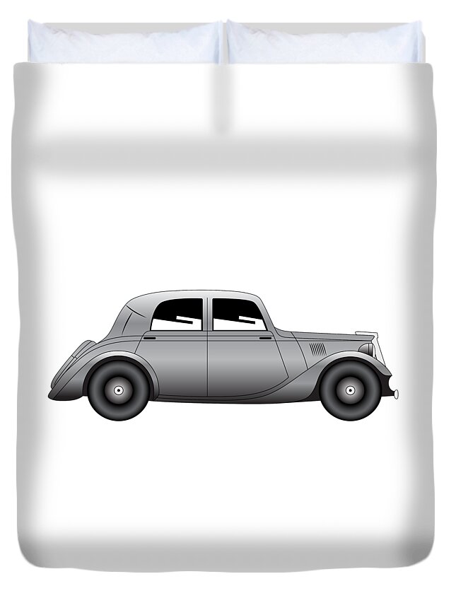 Car Duvet Cover featuring the digital art Coupe - vintage model of car #4 by Michal Boubin