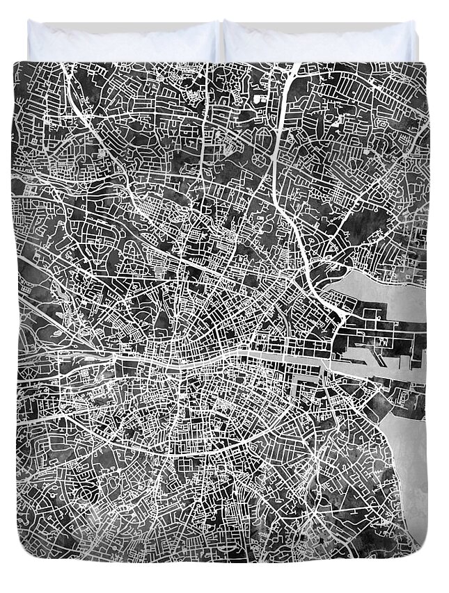 Dublin Ireland City Map Duvet Cover For Sale By Michael Tompsett
