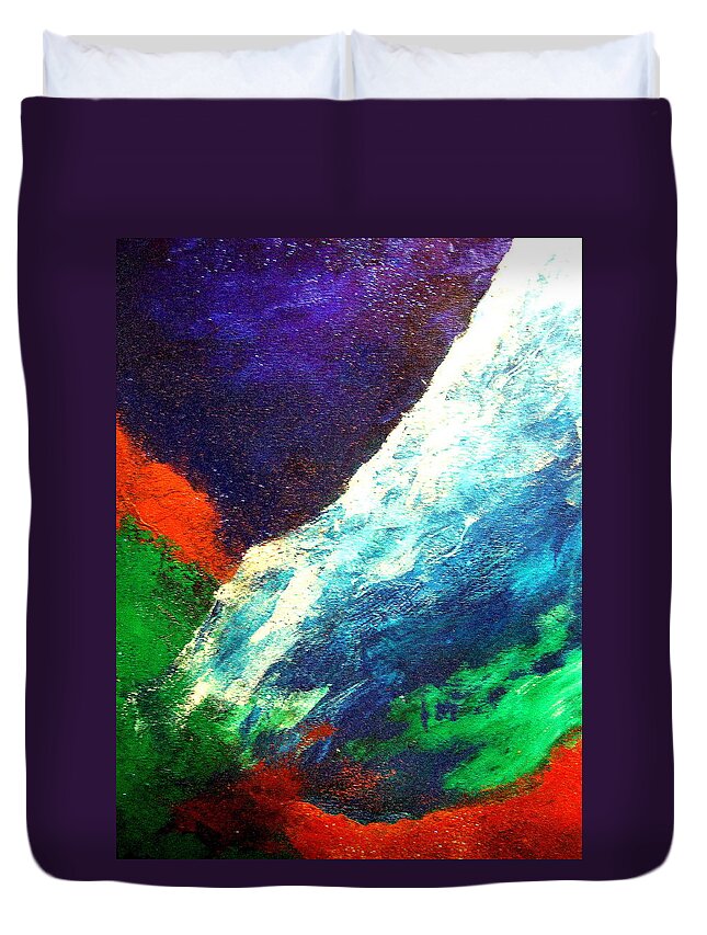 Gaia Duvet Cover featuring the painting Gaia symphony #3 by Kumiko Mayer
