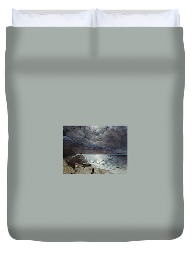 Ivan Konstantinovich Aivazovsky ( 1817-1900) Night At Gurzof Duvet Cover featuring the painting Ivan Konstantinovich Aivazovsky #4 by MotionAge Designs