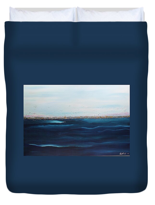 Seascape Duvet Cover featuring the painting Jewels of the Sea #4 by Dolores Deal