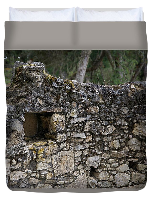 Historical Site Duvet Cover featuring the digital art Kuelap Ancient Site #4 by Carol Ailles