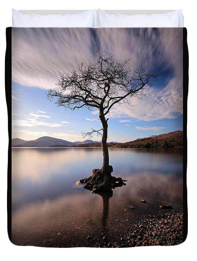 Tree Duvet Cover featuring the photograph Loch Lomond Tree #3 by Grant Glendinning