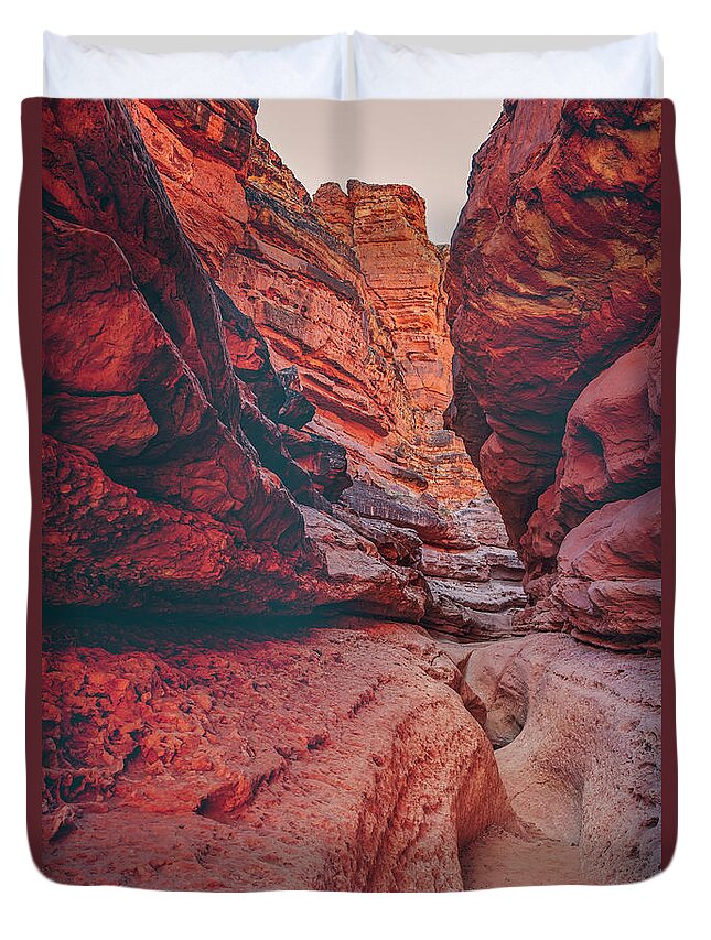 Cathedral Wash Trail Duvet Cover featuring the photograph Marble Canyon #4 by Peter Lakomy
