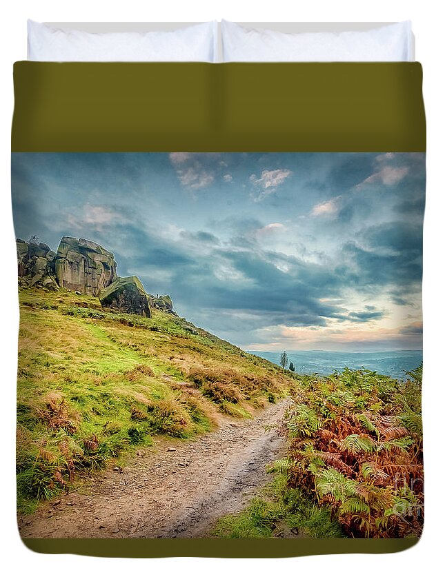 Airedale Duvet Cover featuring the photograph Misty morning in Ilkley #4 by Mariusz Talarek