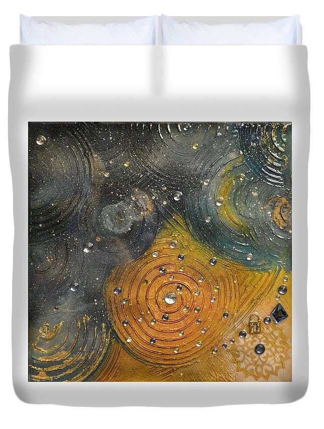 Cosmos Duvet Cover featuring the mixed media Rebirth by MiMi Stirn