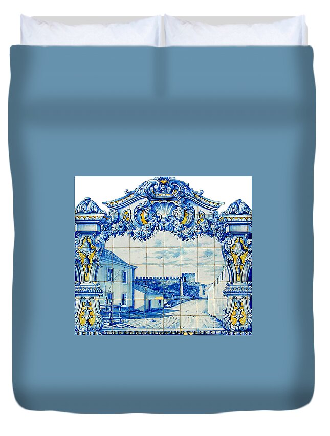 Portugal Duvet Cover featuring the photograph Portugal Tile #4 by Jean Wolfrum