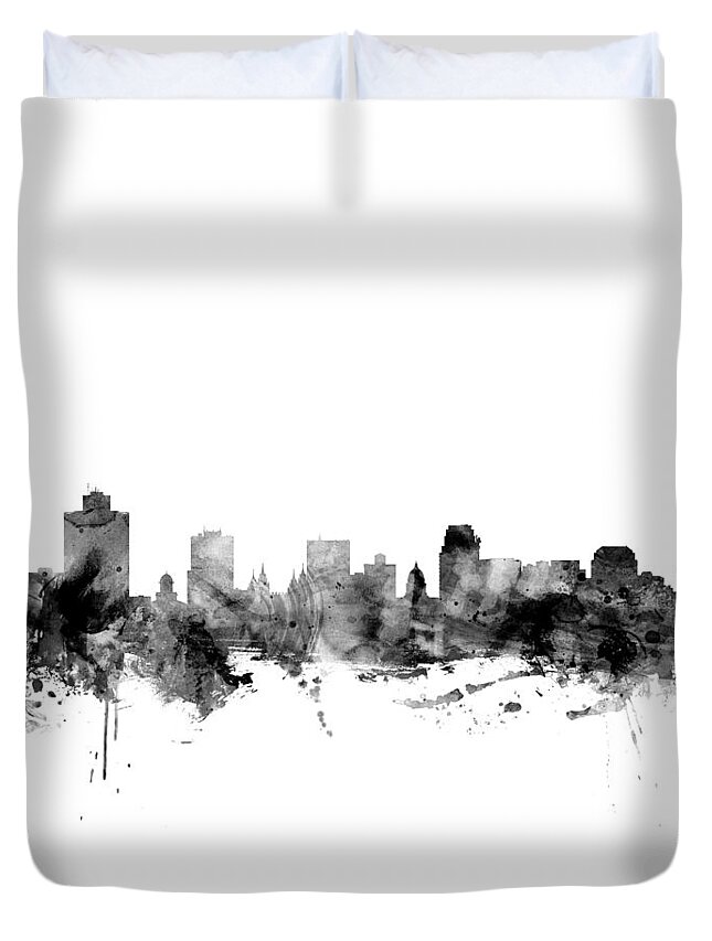 United States Duvet Cover featuring the digital art Salt Lake City Skyline by Michael Tompsett