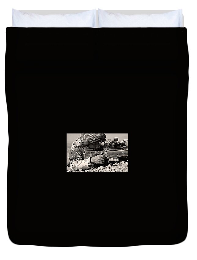 Sniper Duvet Cover featuring the photograph Sniper #4 by Mariel Mcmeeking