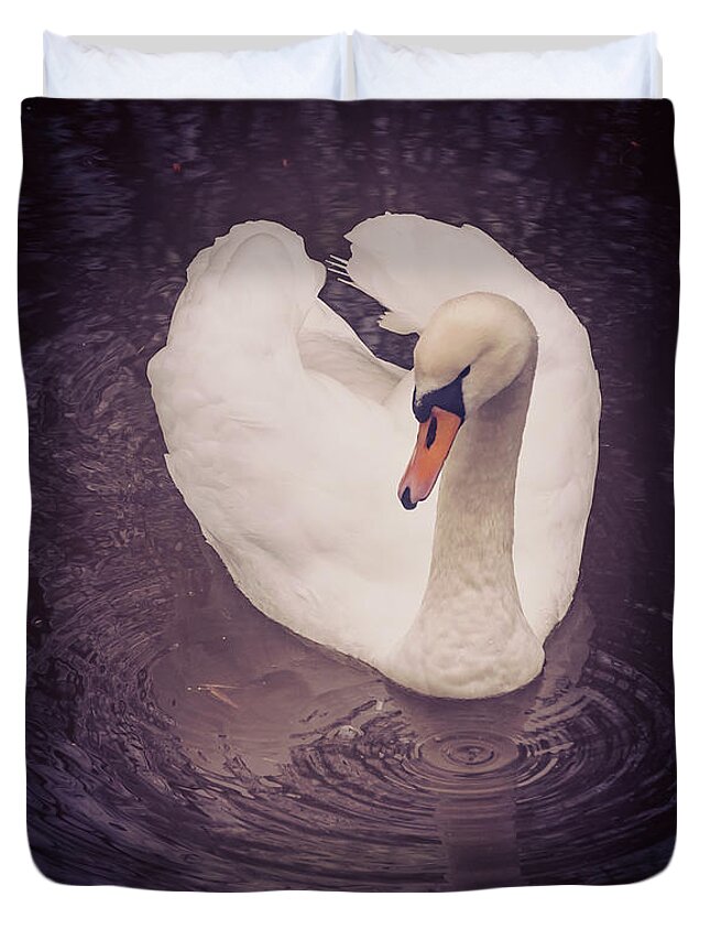 D90 Duvet Cover featuring the photograph Swan by Mariusz Talarek