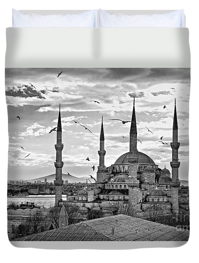 Arabic Duvet Cover featuring the photograph The Blue Mosque - Istanbul #4 by Luciano Mortula
