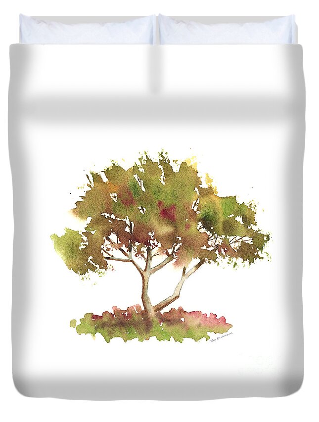 Watercolor Tree Duvet Cover featuring the painting #4 Tree #4 by Amy Kirkpatrick