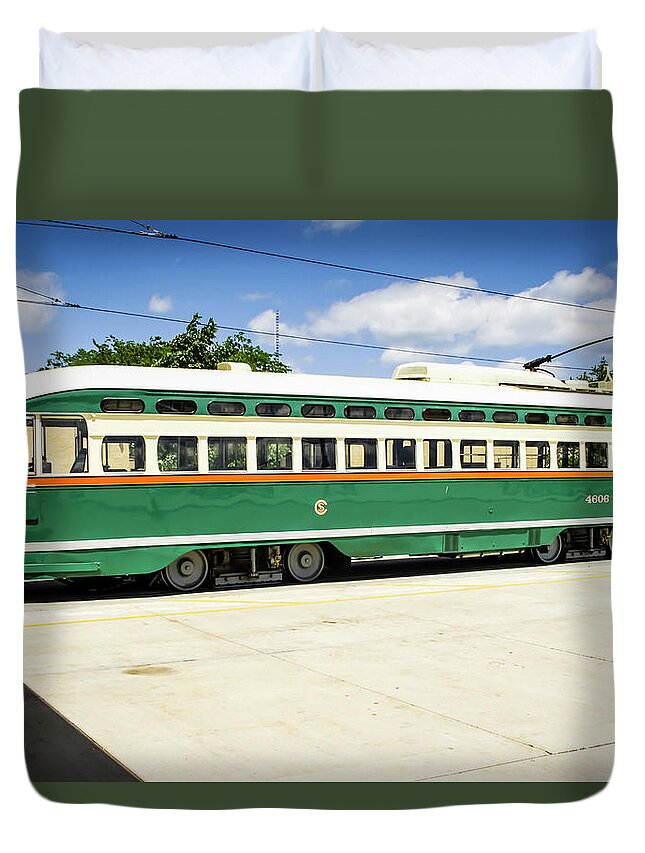 Clean Duvet Cover featuring the photograph Trolly car in Kenosha WI #4 by Chris Smith