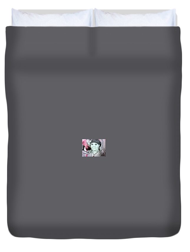 Black Art Duvet Cover featuring the drawing Untitled 4 by Maru 