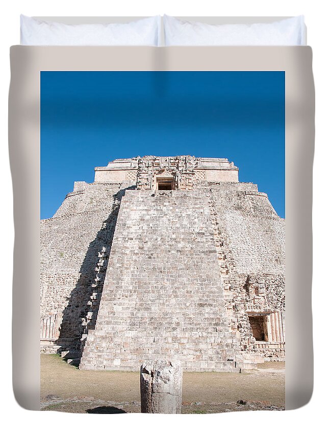 Mexico Yucatan Duvet Cover featuring the digital art Uxmal #4 by Carol Ailles