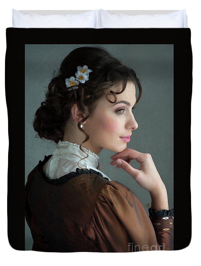Victorian Duvet Cover featuring the photograph Victorian Woman Portrait #4 by Lee Avison