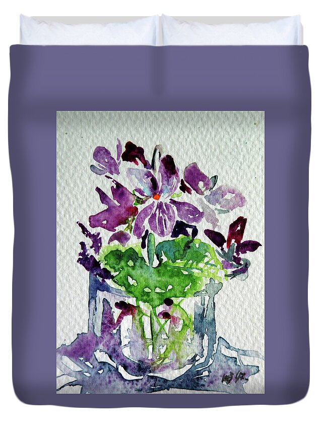 Violet Duvet Cover featuring the painting Violet #4 by Kovacs Anna Brigitta