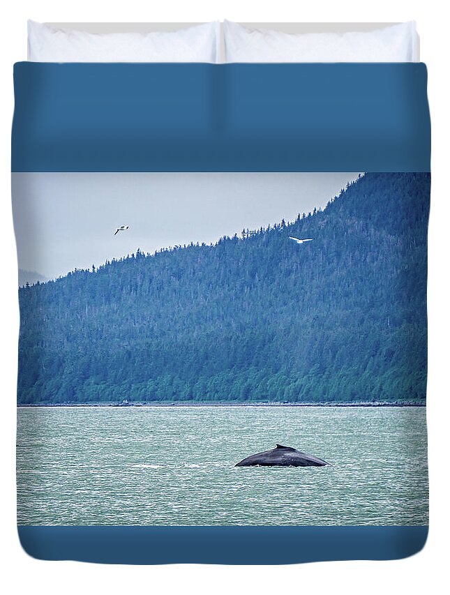 Tail Duvet Cover featuring the photograph Whale Watching On Favorite Channel Alaska #4 by Alex Grichenko
