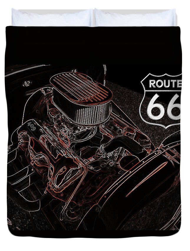 Route 66 Duvet Cover featuring the digital art 409 Powered by Darrell Foster