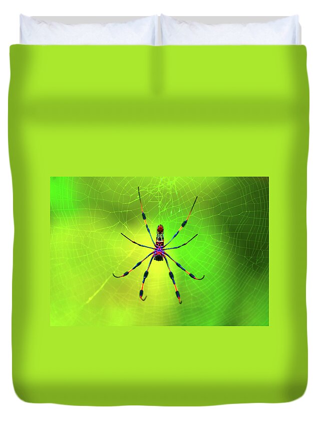 Banana Spider Duvet Cover featuring the digital art 42- Come Closer by Joseph Keane